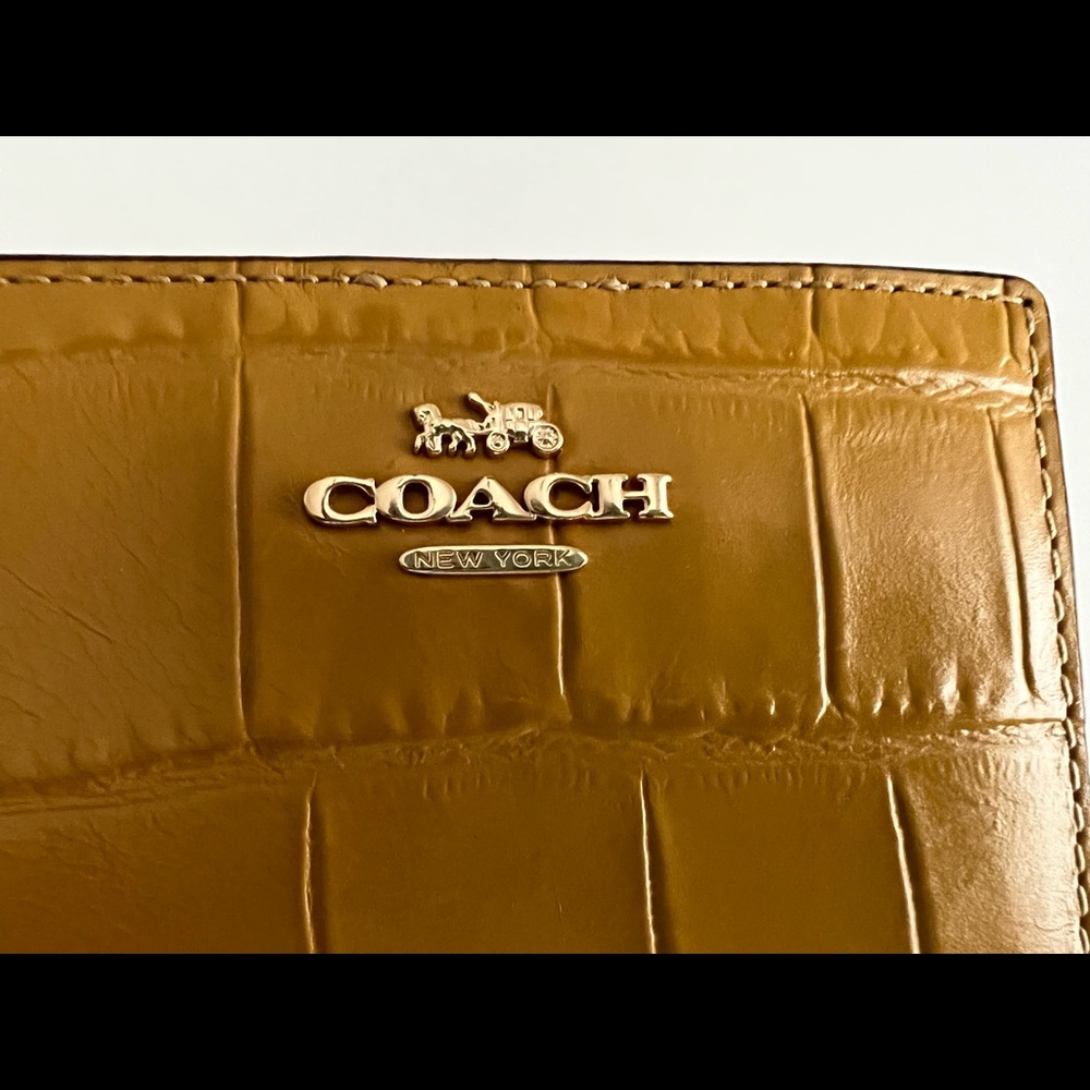 Coach Yellow Leather Croco Style Wallet - Picture 11 of 11